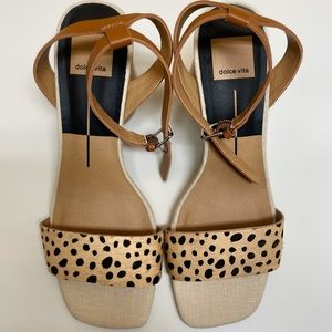 Dolce Vita Leopard Print Cow Fur Sandals